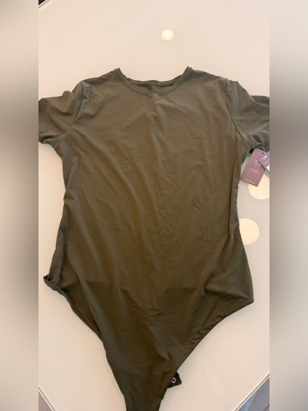 Auden Olive Green Bodysuit Soft Stretch Basic Women's Size XS NWT - Picture 6 of 11